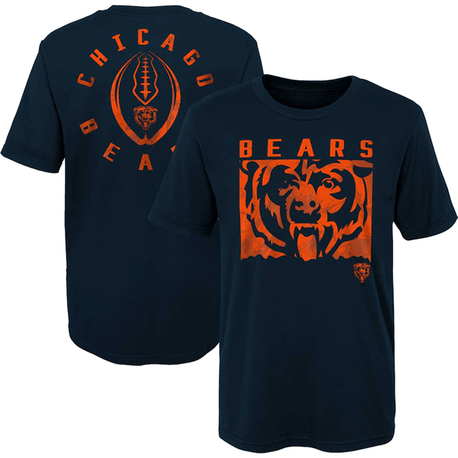 Men's Navy Chicago Bears Preschool Liquid Camo Logo T-Shirt